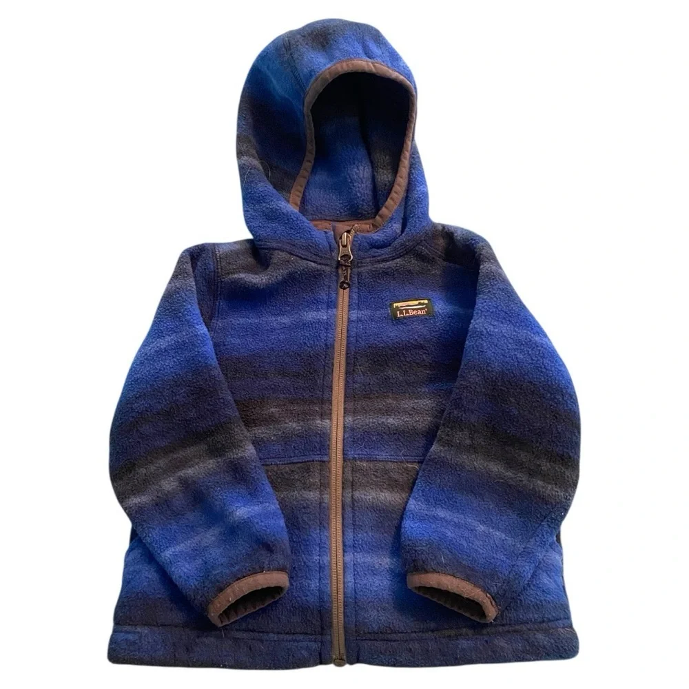 L.L. Bean Blue and Gray Hooded Jacket with Sporty Design
